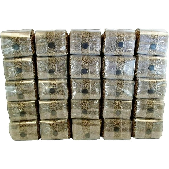25 Pounds of Sterilized Rye Berry Mushroom Substrate With Self Healing Injection Port : 25x1 Pound Bags
