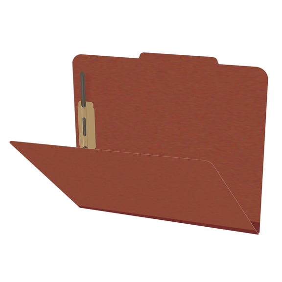 25 Pt. Pressboard Classification Folders, 2/5 Cut ROC Top Tab, Letter Size, No Dividers, Brick Red (Box of 25)