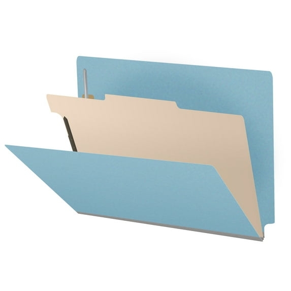 25 Pt. Pressboard Classification Folders, Full Cut End Tab, Letter Size, 1 Divider, Light Blue (Box of 10)
