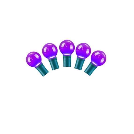 25 Purple G30 LED Lights on Green Wire, 16 ft. Christmas Light Set with 8 in. Spacing