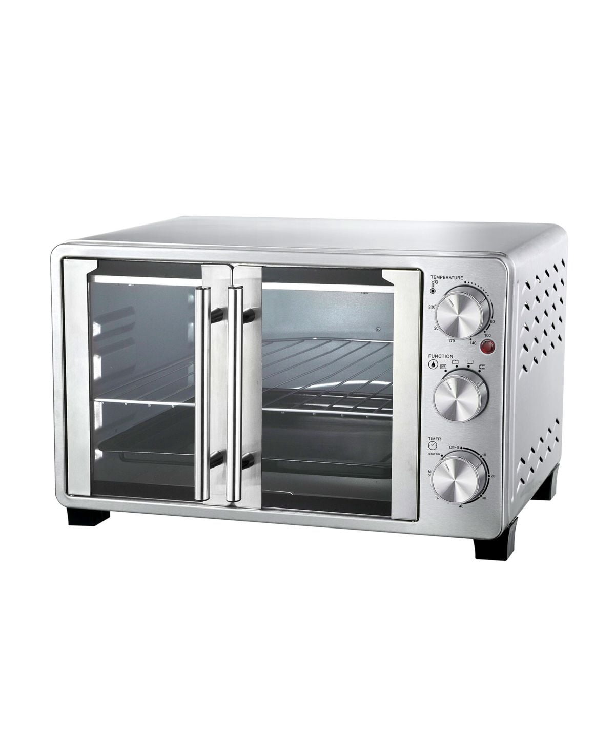 25 Quart French Door Multi-Function Electric Toaster Oven with Rotisserie Set, Stainless Steel Countertop Oven with 10 Cooking Functions