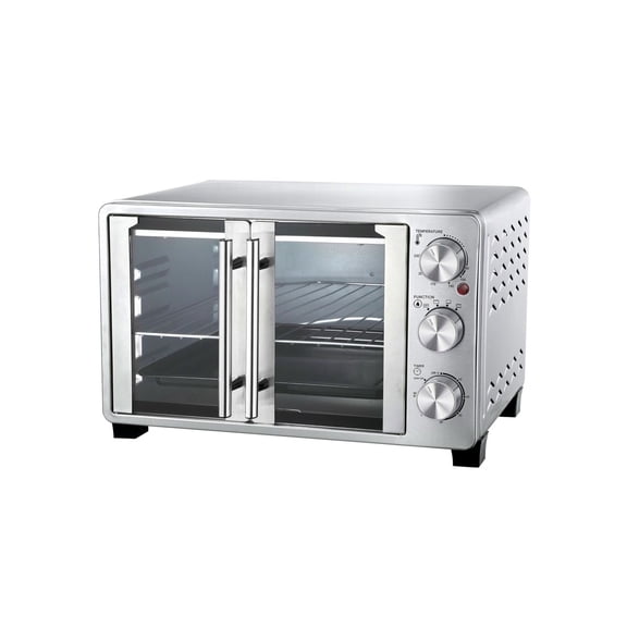 25 Quart French Door Multi-Function Electric Toaster Oven with Rotisserie Set, Stainless Steel Countertop Oven with 10 Cooking Functions