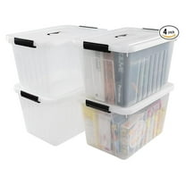 25 Quart Storage Boxes 4-Pack, Clear Plastic Bins with Lids & Handles