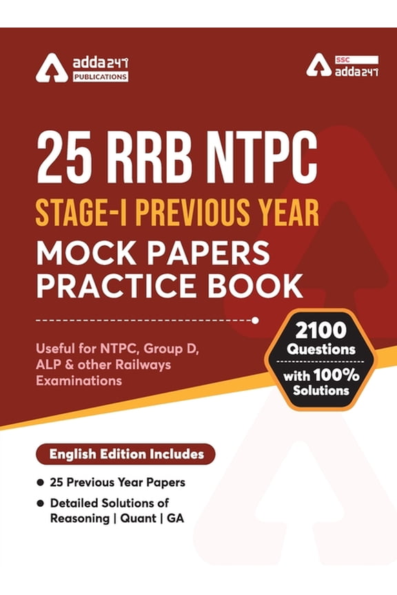 25 RRB NTPC STAGE I PREVIOUS YEAR MOCK PAPERS by Adda247 Publications (Paperback)