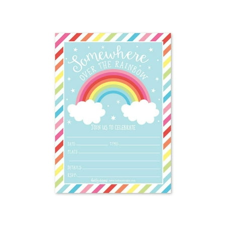 25 Rainbow Kids Party Invitations