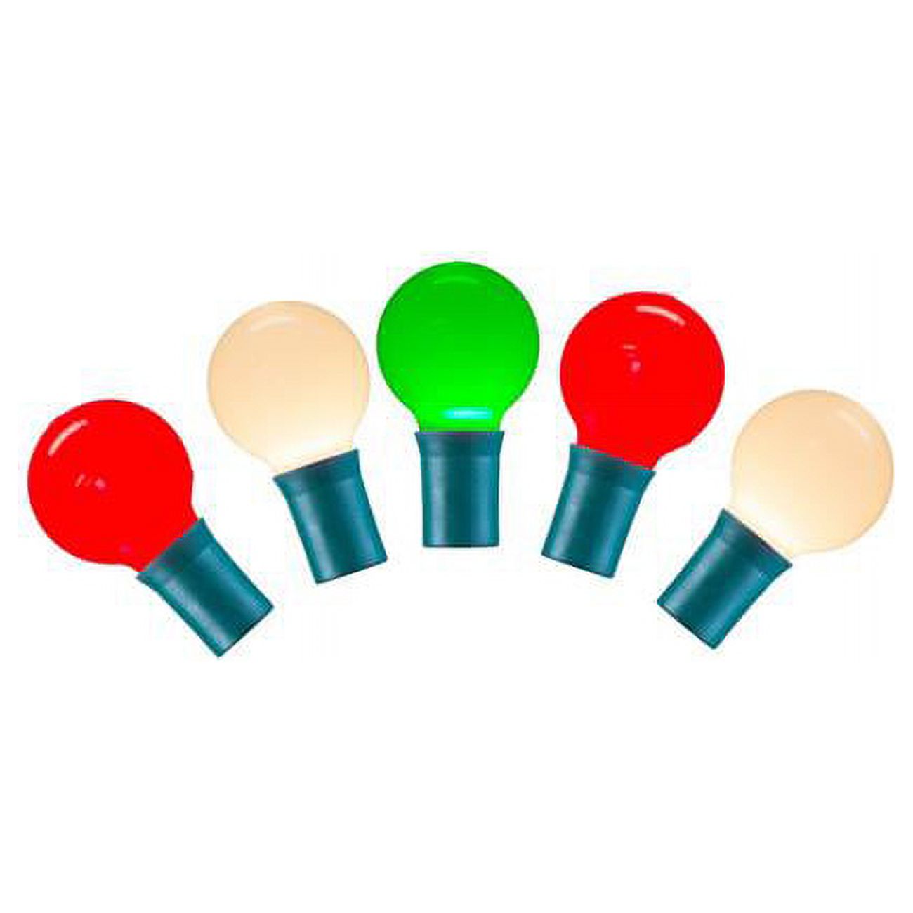 25 Red, White & Green G30 LED Lights on Green Wire, 16 ft. Christmas