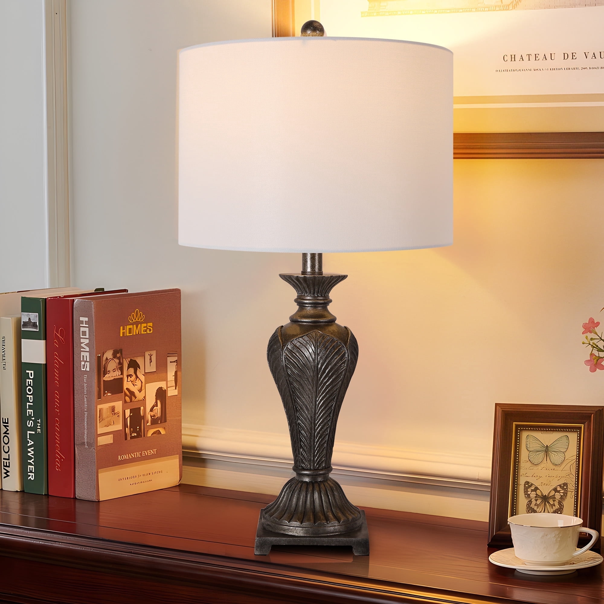 25'' Resin Table Lamp, 1 Pack Living Room Bedroom Lighting Table Lamp for Home Decoration
