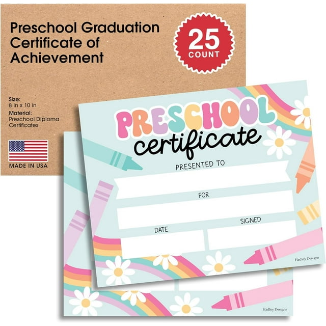 25 Retro Preschool Graduation Certificates - Prek Diploma Certificate ...