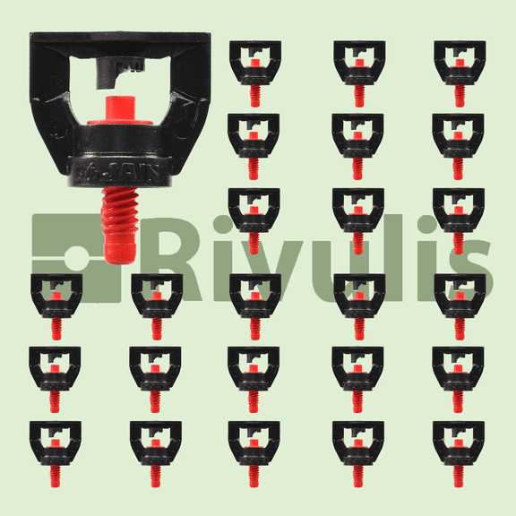 (25) Rivulis Jain Jets Micro Sprinkler Drip Irrigation Emitters Full Circle Spray 1632' Radius A60 for Garden and Row Crops, Vineyards, Orchards, Shrubs, and Greenhouse
