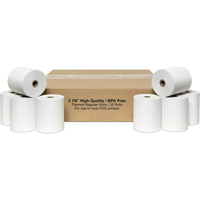 (25 Rolls) PosPaperRoll BPA FREE Thermal Paper 31/8 x 230 Feet (Star