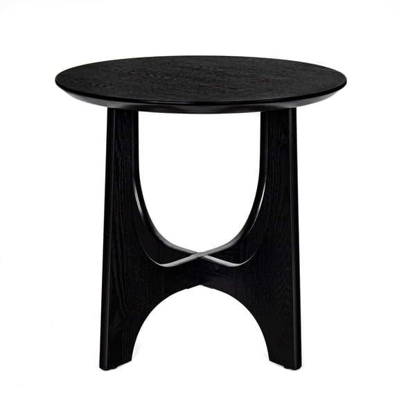 25 Round End Table with Cross Legs, Wooden Side Table Nightstand for Living Room, Modern MDF Table with Adjustable Feet