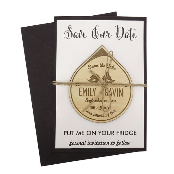 25 Rustic Wedding Save the Date Magnets Wooden Engraved Magnet Personalized Wedding Announcement Idea