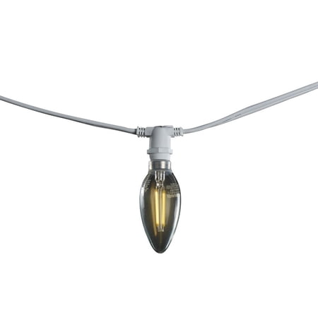 25' STRING LIGHT SET W/15 SOCKETS AND LED 2.5W B11 E12 CLEAR LAMPS WHITE