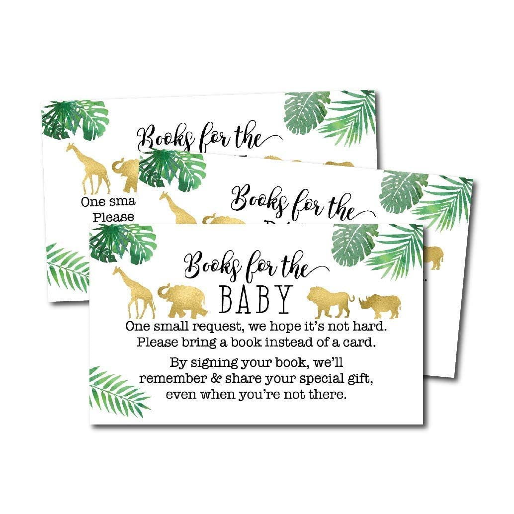 25 Safari Books for Baby Request Insert Card for Boy or Girl Baby