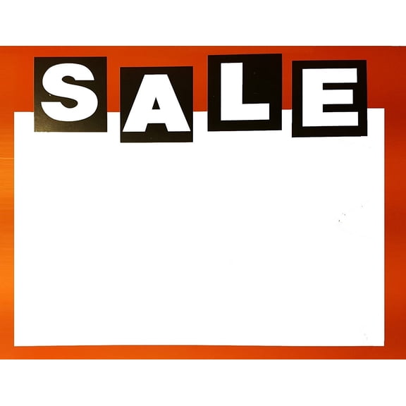 25"Sale" - 7" x 5.5" Writable Paper Retail Store Price Signs Heavy Duty Cardstock Fluorescent Orange