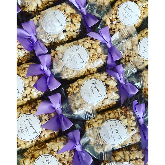 25 Salted Caramel Custom Wedding Popcorn Favors, Bridal Shower Favors, Popcorn Bags