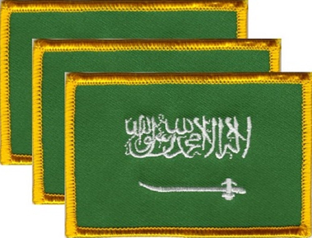 25 Saudi ArabiaFlag Patches, Embroidered Iron On or Sew On, Measures 3.50" x 2.25"