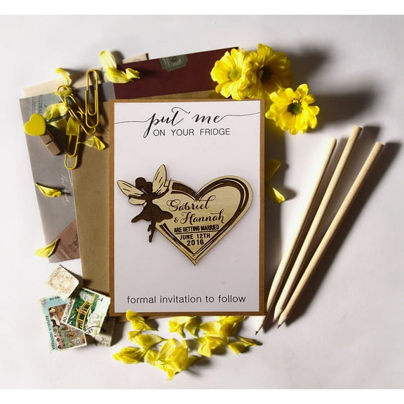 25 Save the Date Wooden Magnet Custom Engraved Wooden Magnet Rustic Wedding Announcements Idea