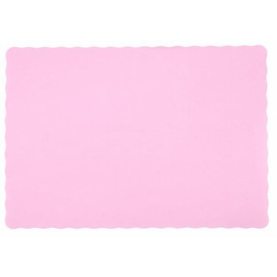 25 Scalloped Edge Paper Placemats 10" X 14" Dinner Size 26 Colors - Pink