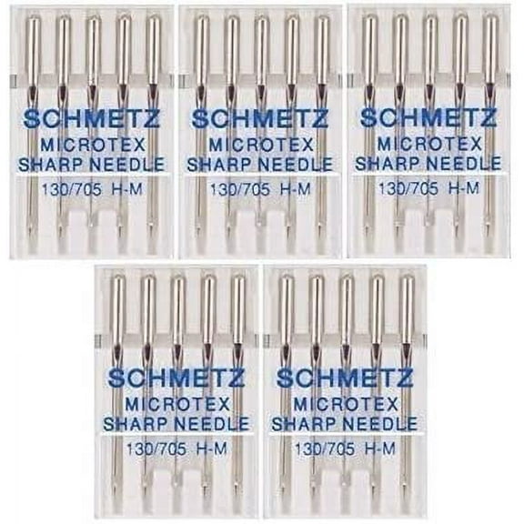 25 Schmetz Microtex Sharp Sewing Machine Needles 130/705 H-M Size 60/8