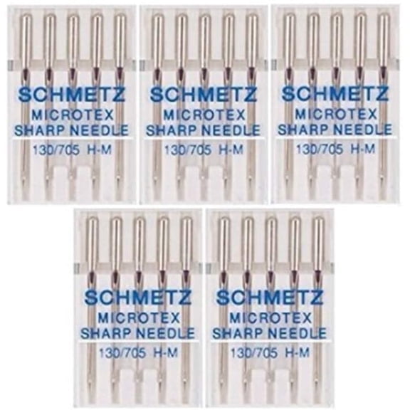 25 Schmetz Microtex Sharp Sewing Machine Needles 130/705 H-M Size 80/12