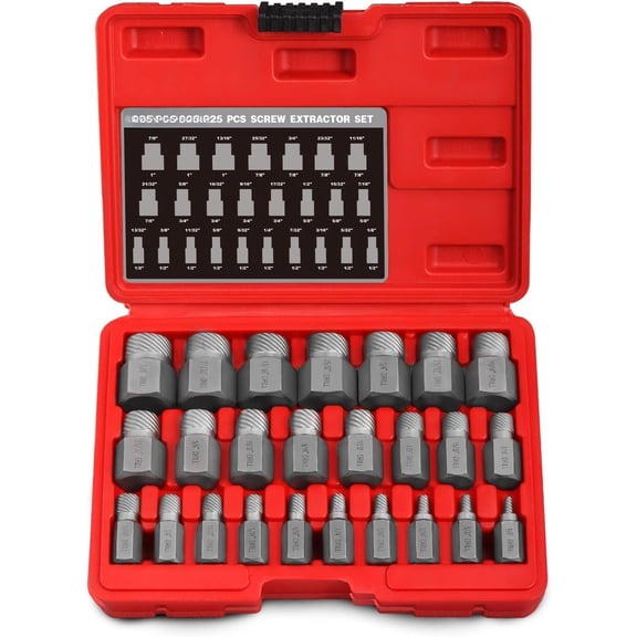 25- Screw Extractor Set, Multi-spline Easy Out Extractors CR-MO Bolt Remover for Removing Broken Studs, , Socket Screws