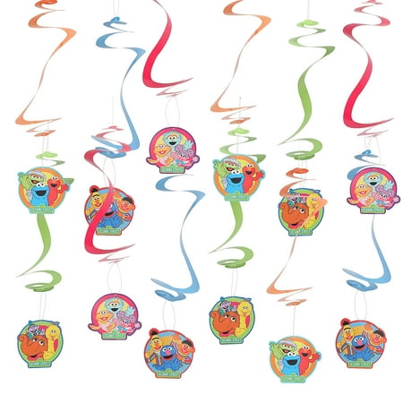 25" Sesame Street Character Cardstock Hanging Swirls - 12 Pc.