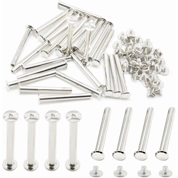 25 Set Chicago Screws M5x45mm Leather Screw Nail Rivet Chicago Bolts Button Metal Binding Screws Posts Round Flat Head Stud Screw for Leather Craft and Bookbinding (M5*45mm/ZBD)