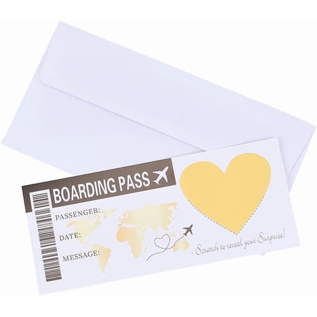 25 Set Scratch Surprise Boarding Pass Gold Scratch Off Boarding Pass Make Your Own DIY Travel Ticket Surprise Reveal Card