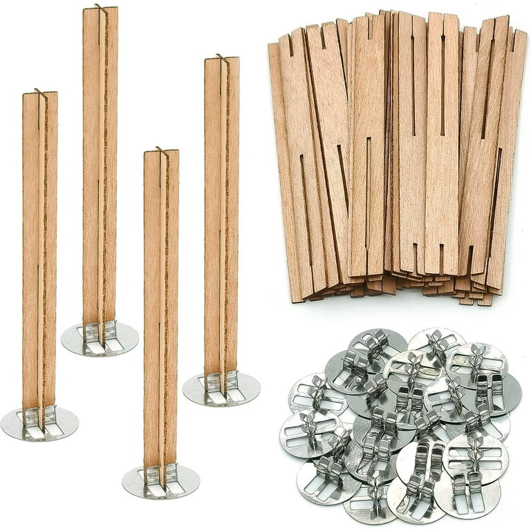 25 Set Wood Candle Wicks Cross Shape 10x100mm, Crackling Cross Wooden Wicks  w/Iron Stands for Soy Candle Making, Natural Wood Wick Core Handmade  Candles Supplies 