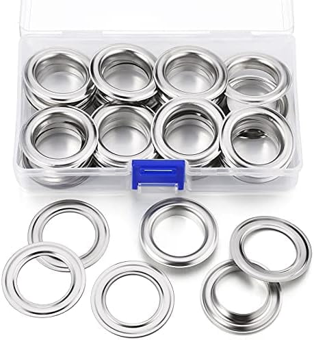 25 Sets 1 Inch Grommets Kit Metal Eyelets with Washers Curtain Grommet for Leather, Tarp, Canvas(Silver)
