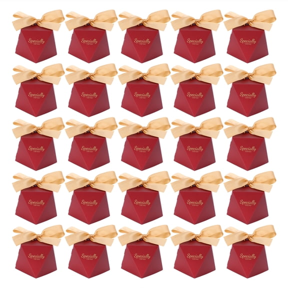 25 Sets Candy Box Cookies Gift Boxes with Ribbon for Birthday Wedding Party FavorL