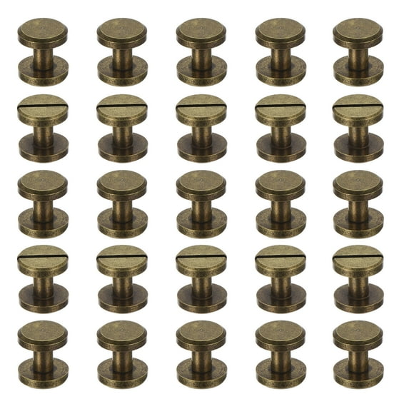 25 Sets Chicago Screws, 10mm L Brass Chicago Screw Binding Post Screw Rivets for Leather Belt Scrapbook, Bronze