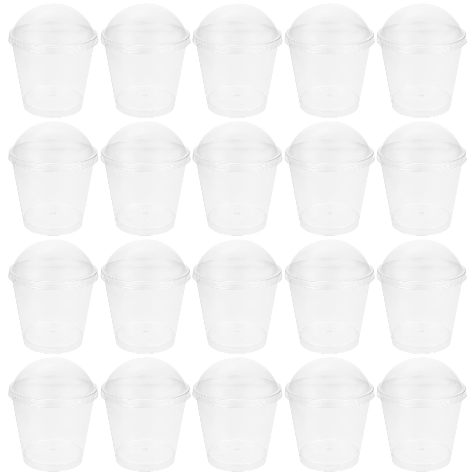 25 Sets Clear Cups with Lids Disposable Dessert Cup Ice Cream Cup Clear