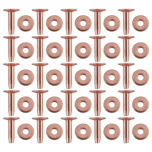 25 Sets Copper Rivet Burrs Washer,15/32 Inch Long Leather Copper Rivet Fastener, for Belts Leather DIY Craft Supplies