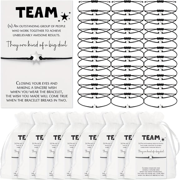 25 Sets Employee Appreciation Gifts Bulk Team Gifts Star Bracelets Thank You Cards Organza Bags for Volunteers Nurses Teachers Coworkers Staff Office