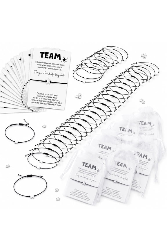25 Sets Employee Appreciation Gifts Bulk Team Gifts Star Bracelets Thank You Cards Organza Bags for Volunteers Nurses Teachers Coworkers Staff Office