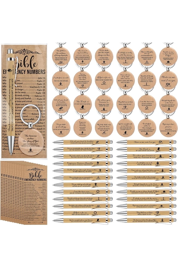 25 Sets Father's Day Christian Gifts Bulk for Men Verse Pens Keychains Number Bookmarks Religious Party Favors for Father Pastor Church Baptism Sunday School( Color)