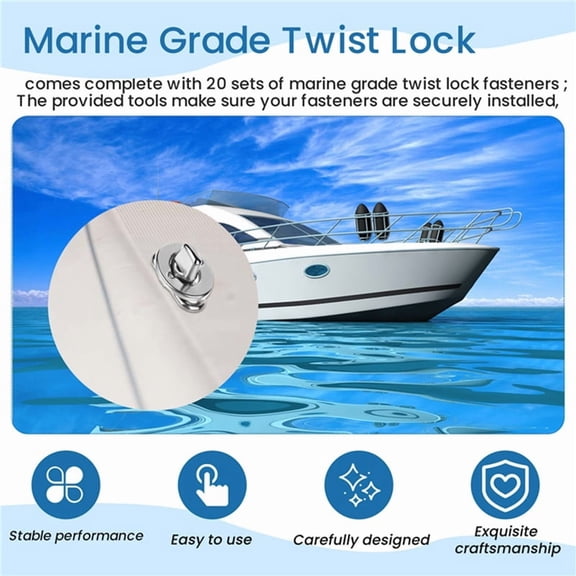 25 Sets Marine Grade Twist Lock Fasteners Turn Button Eyelet and Stud, for Canvas Fastener Turn Buttons