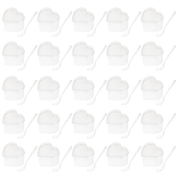 ifundom Heart-Shaped Transparent Plastic Cups for Dessert, , Perfect for Parties and Home Use, 25 Sets
