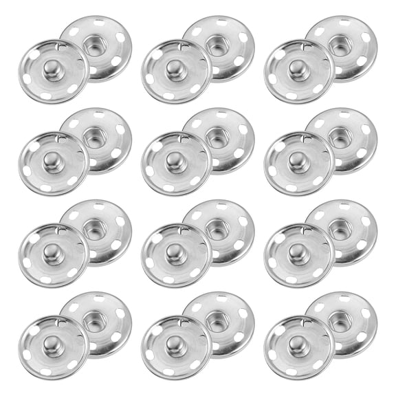 Uxcell 25 Set Sewing Snap Buttons, Press Buttons Snap Fasteners 19mm, Silver