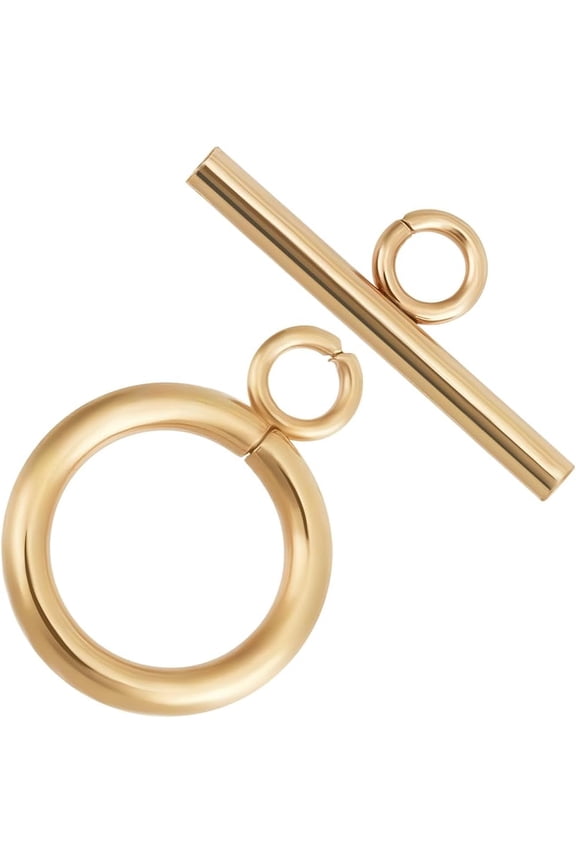 25 Sets Toggle Clasps 18K Gold Plated 304 Stainless Steel T Bar Ring Closure Connector for Jewelry Making Bracelet Necklace DIY