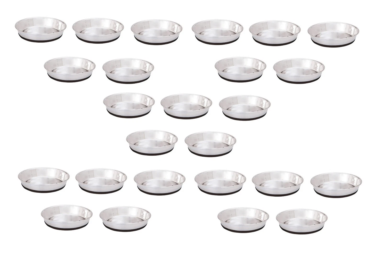 25 Shallow Steel Dish Bulk Packs Dog Food Water Puppy Kitten Bowls Short Snout (12 Ounces)