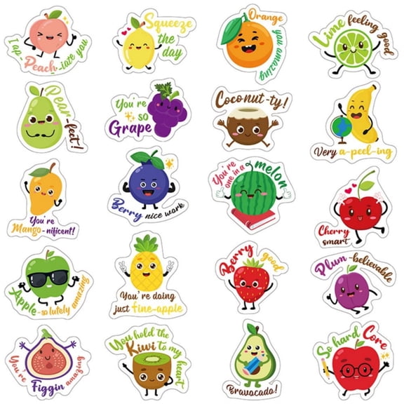 Laffact Fruit Punny Rewards Stickers, Diy Incentives Award Decals,25 Sheet