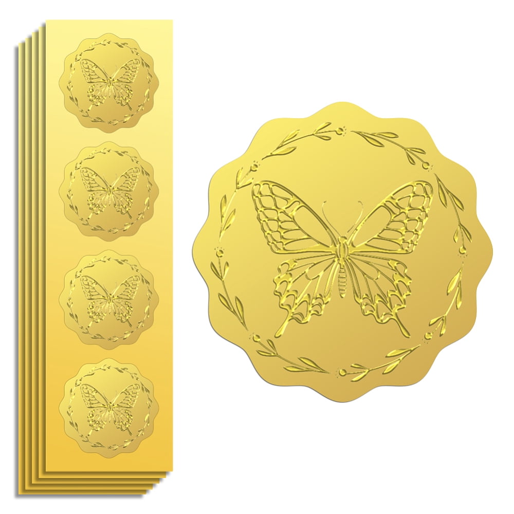 25 Sheet Plastic Self Adhesive Gold Foil Embossed Stickers Medal ...