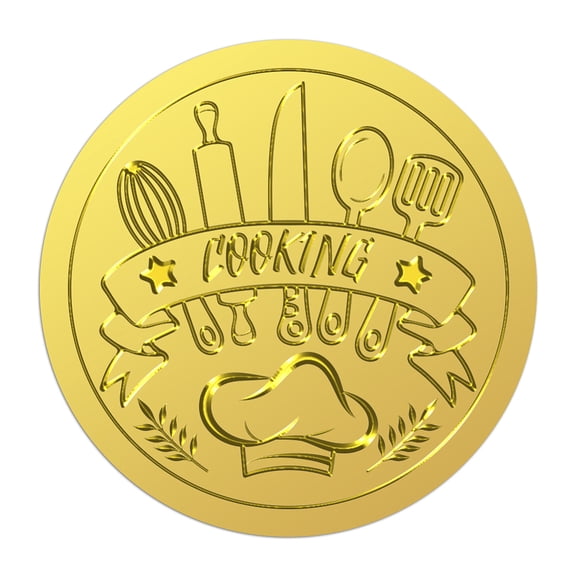 25 Sheet Plastic Self Adhesive Gold Foil Embossed Stickers Medal Decoration Sticker Tableware 5x5cm 4pcs/sheet