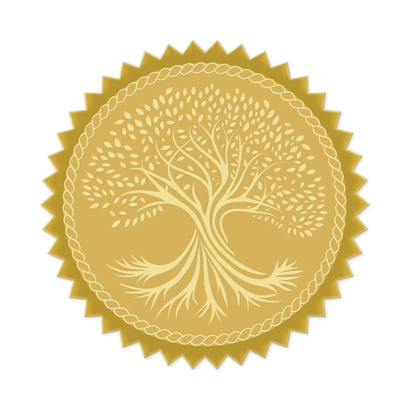 25 Sheet Plastic Self Adhesive Gold Foil Embossed Stickers Medal Decoration Sticker Tree of Life 5x5cm 4pcs/sheet DIY