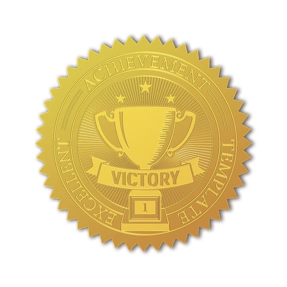 25 Sheet Plastic Self Adhesive Gold Foil Embossed Stickers Medal Decoration Sticker Trophy 5x5cm 4pcs/sheet for DIY
