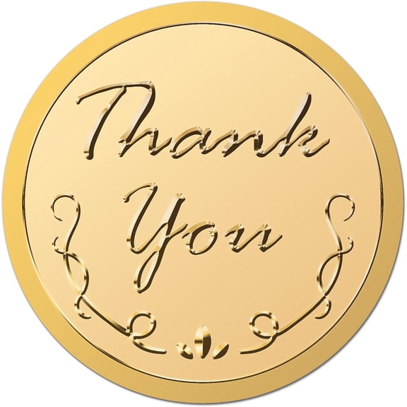 25 Sheet Thank You Gold Foil Certificate Seals Embossed Stickers Self Adhesive Golden Foil Embossing Award Decoration Sticker for Envelope Invitation Wedding Thanksgiving Birthday Graduation