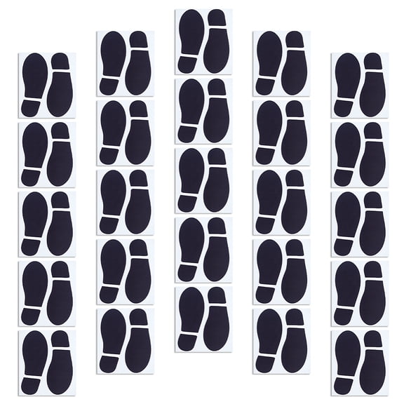 25 Sheet Waterproof PP Self-adhesive Stickers Shoe Prints Floor Stickers Party Decoration Black 181x154x0.3mm
